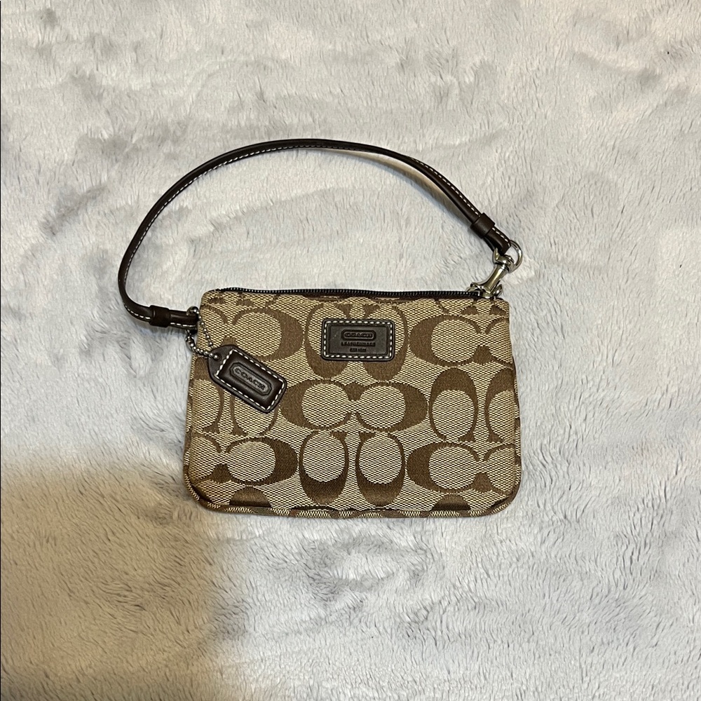 Coach Brown Signature Wristlet
